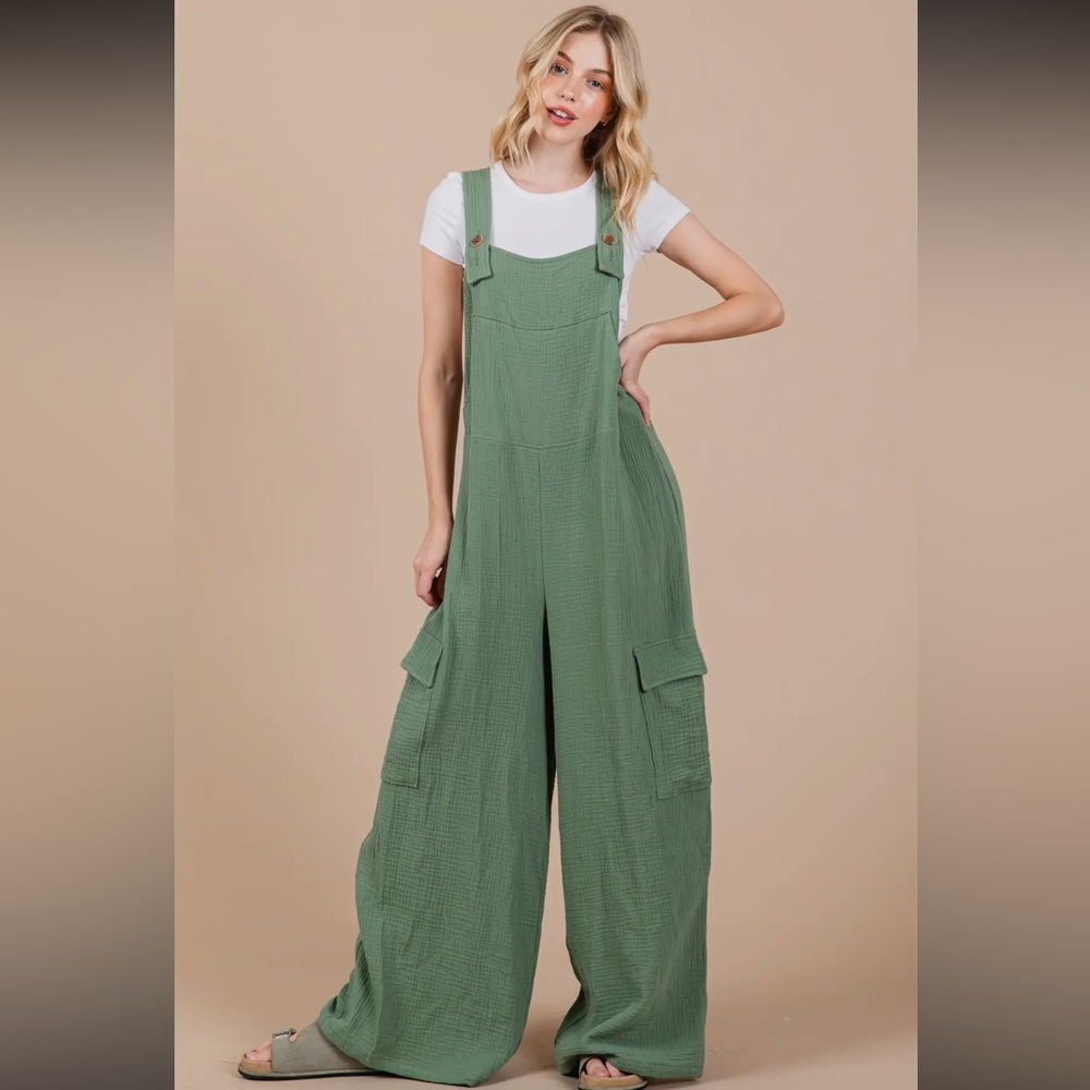 01 Fabulous Solid Textured Wide Leg Jumpsuit